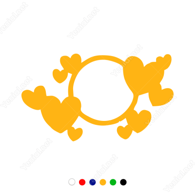 14 Şubat Sevgililer Günü Yuvarlak Üstünde Kalp Sticker