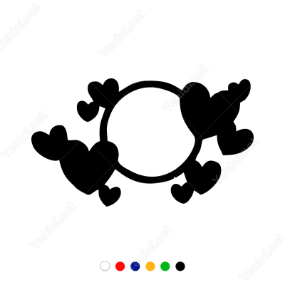 14 Şubat Sevgililer Günü Yuvarlak Üstünde Kalp Sticker