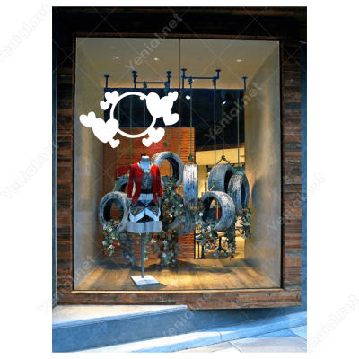 14 Şubat Sevgililer Günü Yuvarlak Üstünde Kalp Sticker