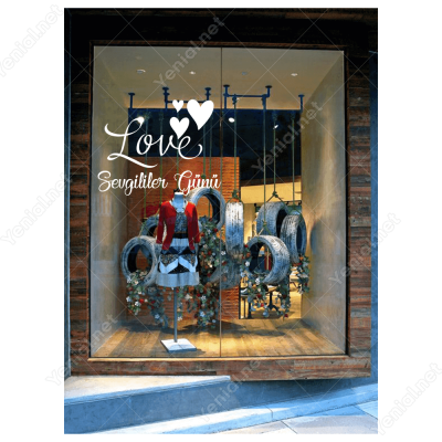 14 Şubat Sevgililer Love Yazısı 110x110cm Sticker Yapıştırma