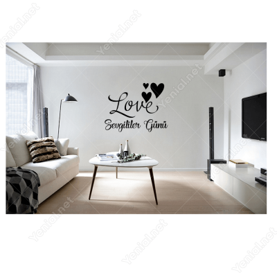 14 Şubat Sevgililer Love Yazısı 110x110cm Sticker Yapıştırma