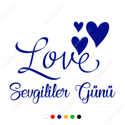 14 Şubat Sevgililer Love Yazısı 110x110cm Sticker Yapıştırma