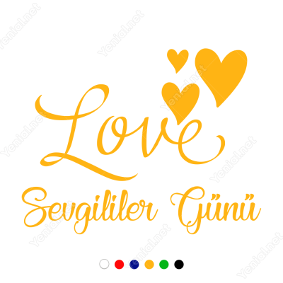 14 Şubat Sevgililer Love Yazısı 110x110cm Sticker Yapıştırma