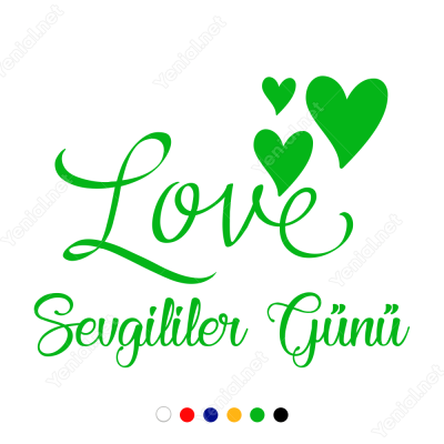 14 Şubat Sevgililer Love Yazısı 110x110cm Sticker Yapıştırma