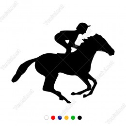 At İle Antreman Yapan Jokey At Yarışcısı Sticker