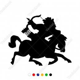 At Üzerinde Geriye Doğru Ok Atan Savaşcı Sticker