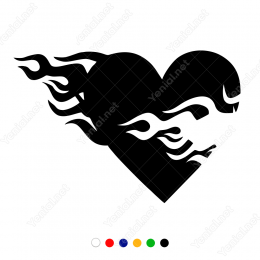 Ateş Efektli Fire Heart Sticker Yapıştırma