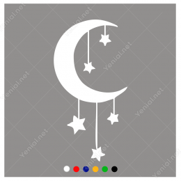Ay ve İp ile Sarkıtılmış Yıldızlar Sticker Yapıştırma