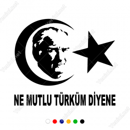 Ay Yıldız Atatürk Ne Mutlu Türküm Diyen Sticker Yapıştırma 