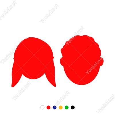 Bay Bayan Wc Tabelası İki Çocuk Başı Sticker