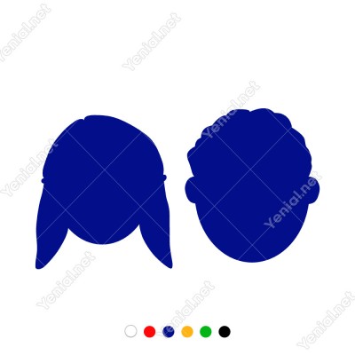 Bay Bayan Wc Tabelası İki Çocuk Başı Sticker