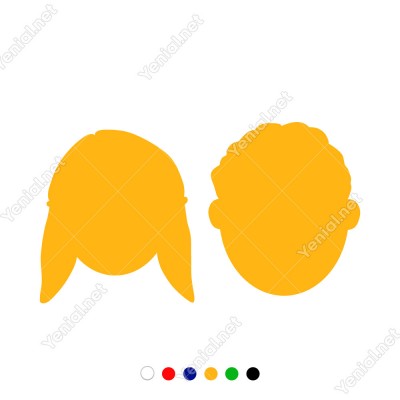 Bay Bayan Wc Tabelası İki Çocuk Başı Sticker