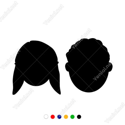 Bay Bayan Wc Tabelası İki Çocuk Başı Sticker