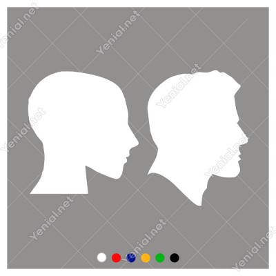 Bay Bayan Wc Yana Doğru Bakan Kadın Erkek Sticker