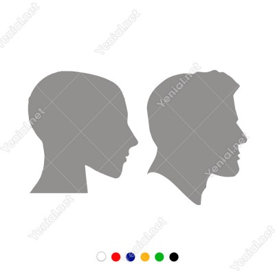 Bay Bayan Wc Yana Doğru Bakan Kadın Erkek Sticker