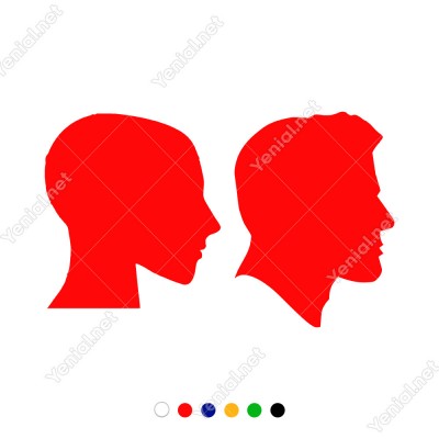 Bay Bayan Wc Yana Doğru Bakan Kadın Erkek Sticker