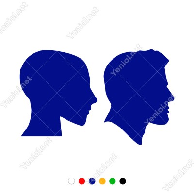 Bay Bayan Wc Yana Doğru Bakan Kadın Erkek Sticker