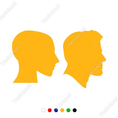 Bay Bayan Wc Yana Doğru Bakan Kadın Erkek Sticker