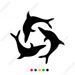 Birbirinin Etrafında Dönen Yunus Balıkları Sticker