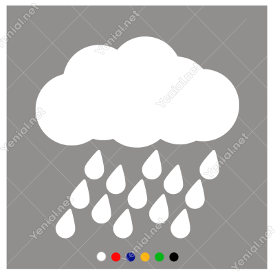 Bulut ve Yağmur Taneleri Duvar Sticker -  60x59cm