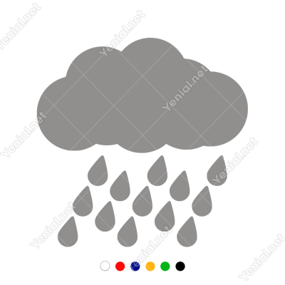 Bulut ve Yağmur Taneleri Duvar Sticker -  60x59cm