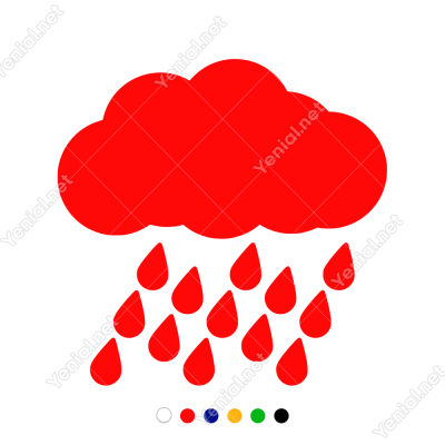 Bulut ve Yağmur Taneleri Duvar Sticker -  60x59cm