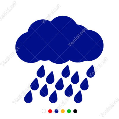 Bulut ve Yağmur Taneleri Duvar Sticker -  60x59cm