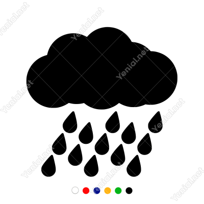 Bulut ve Yağmur Taneleri Duvar Sticker -  60x59cm