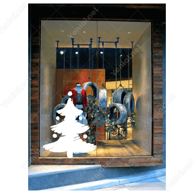 Çizim Yılbaşı Ağacı Sticker Çıkartma Süslemesi