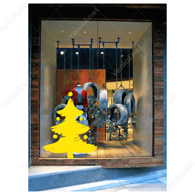 Çizim Yılbaşı Ağacı Sticker Çıkartma Süslemesi