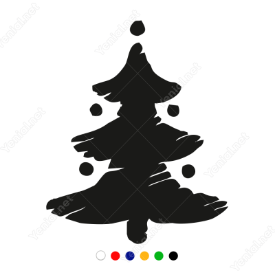 Çizim Yılbaşı Ağacı Sticker Çıkartma Süslemesi