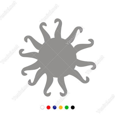 İçe Doğru Kıvrımlı Olan Çok Kollu Güneş Sticker