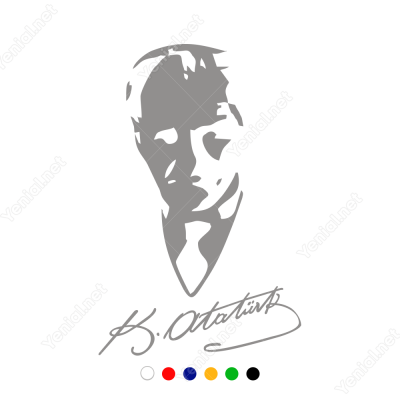 Kemal Atatürk İmzası ve Potresi Sticker Yapıştırma