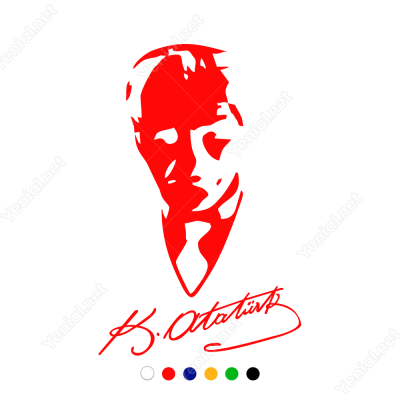 Kemal Atatürk İmzası ve Potresi Sticker Yapıştırma