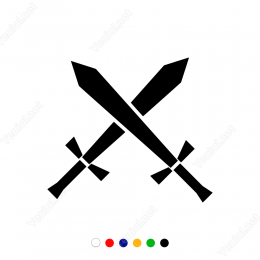 Kılıçlı Çarpı İşareti Sticker Yapıştırma
