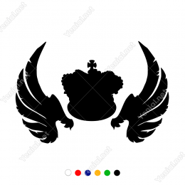 Kral Tacı Ve Çift Kanat Duvar Etiket Sticker