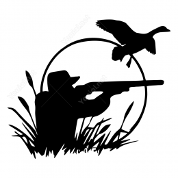 Kuş Ördek Avlayan Avcı - Avcı Stickeri
