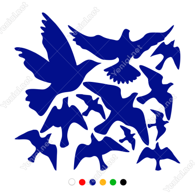 Kuş Sürüsü Uçuşan Kuşlar Serisi Duvar Sticker Yapıştırma