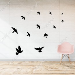 Kuş Sürüsü Uçuşan Kuşlar Serisi Duvar Sticker Yapıştırma