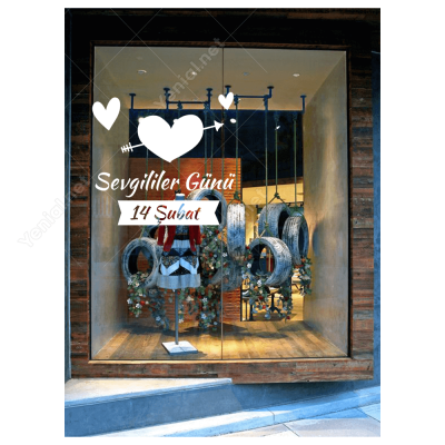 Ok Atılmış Kalp İçinde Sevgililer Günü Sticker Yapıştırma