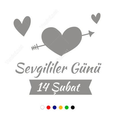 Ok Atılmış Kalp İçinde Sevgililer Günü Sticker Yapıştırma
