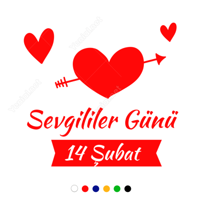 Ok Atılmış Kalp İçinde Sevgililer Günü Sticker Yapıştırma