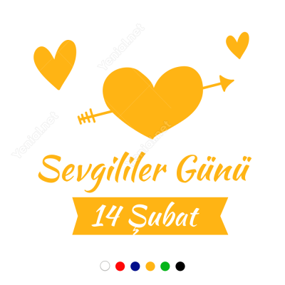 Ok Atılmış Kalp İçinde Sevgililer Günü Sticker Yapıştırma