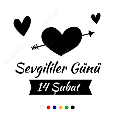Ok Atılmış Kalp İçinde Sevgililer Günü Sticker Yapıştırma