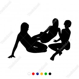 Oturup Bekleyen Üç Seksi Kadın Sticker
