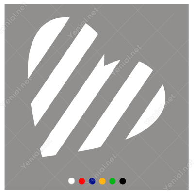 Sevgililer Günü Aşk Yatay Desenli Kalp 110x110cm Sticker