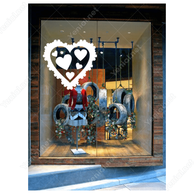 Sevgililer Günü Baloncuk İçinde Kalp 110x110cm Sticker Yapıştırma