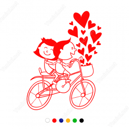 Sevgililer Günü Bisikletli Aşıklar Birlikteler Sticker Yapıştırma