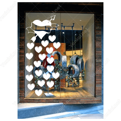 Sevgililer Günü Büyük ve Küçük Kalpler 105x105cm Sticker