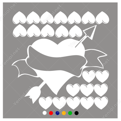 Sevgililer Günü Büyük ve Küçük Kalpler 105x105cm Sticker